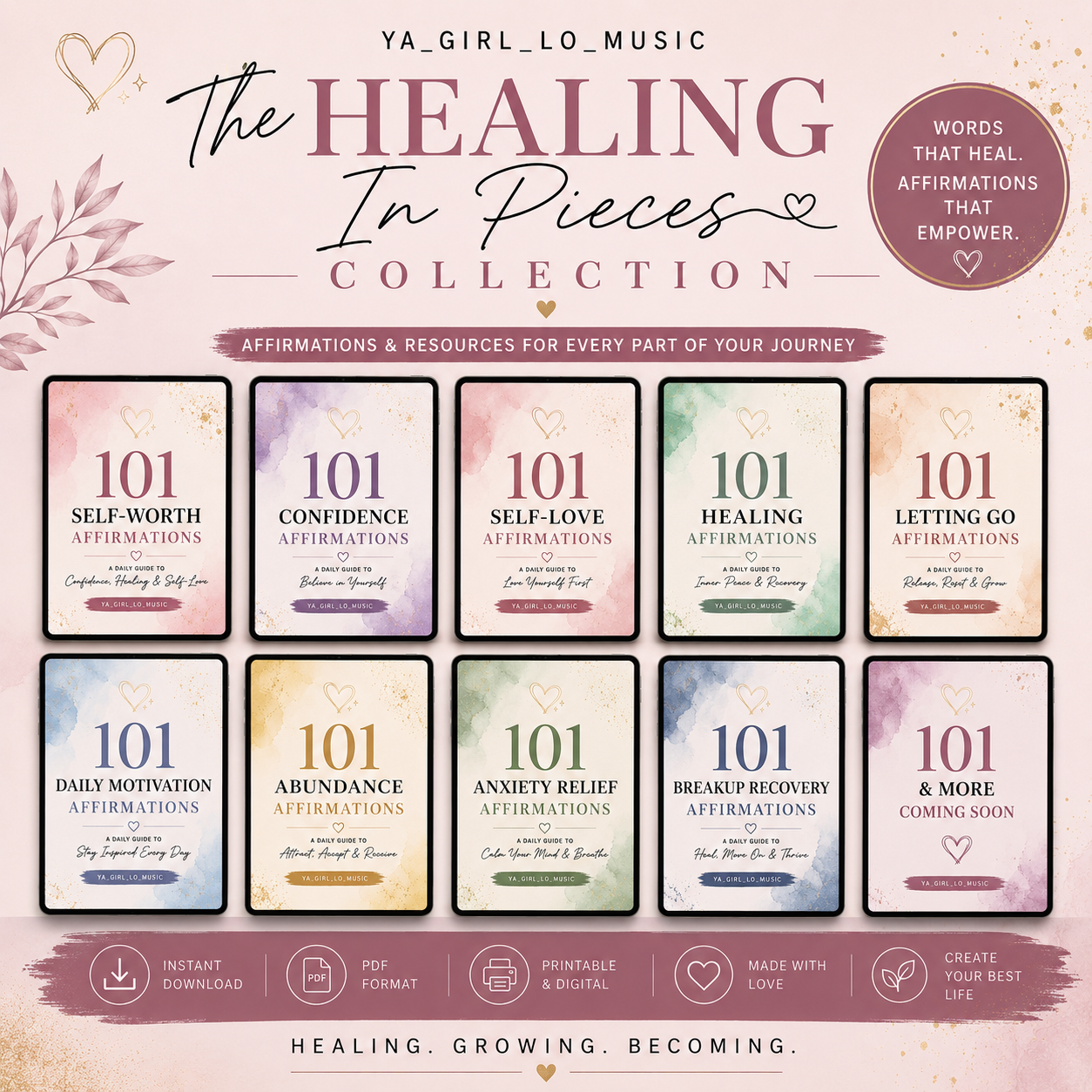 TITLE  101 Self-Worth Affirmations: A Daily Guide to Confidence, Healing & Self-Love | Digital Download PDF