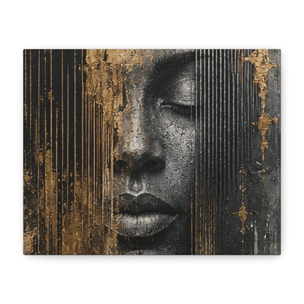 BEHIND THE VEIL Abstract Face Canvas — Modern Portrait Wall Art
