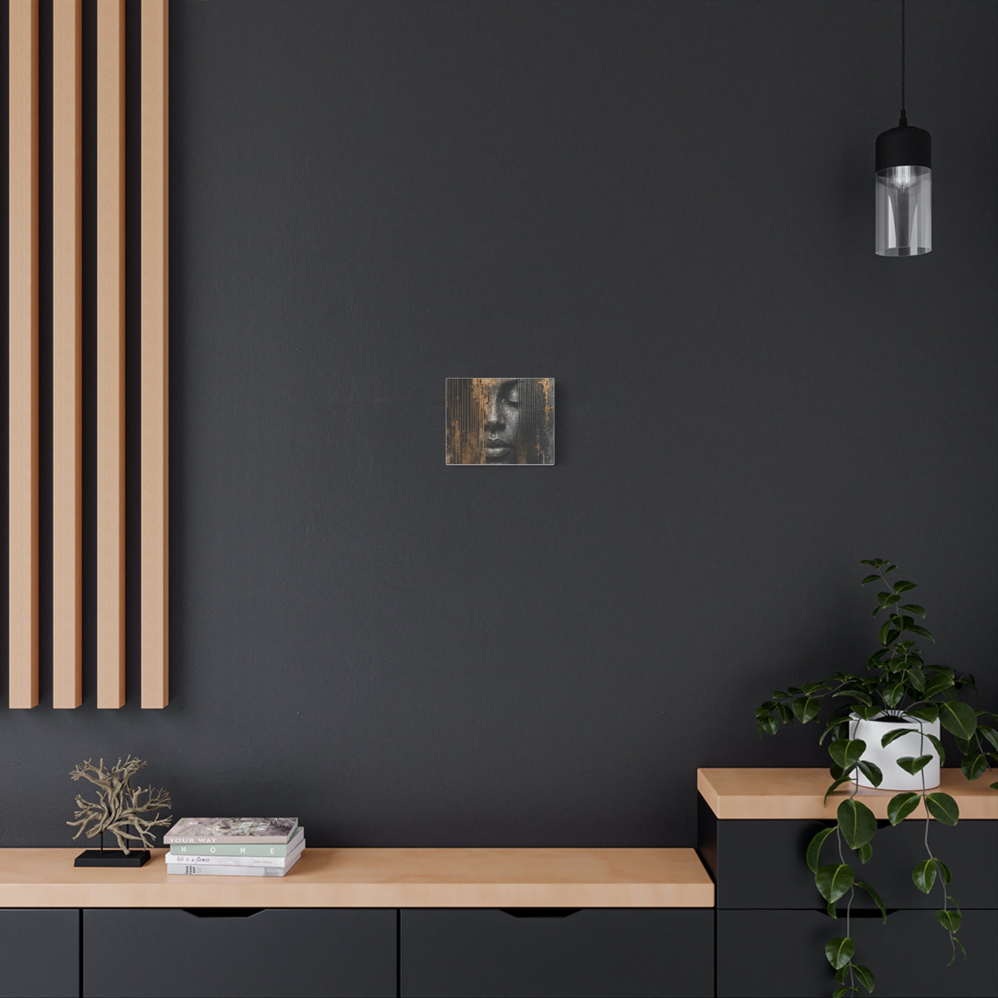 BEHIND THE VEIL Abstract Face Canvas — Modern Portrait Wall Art