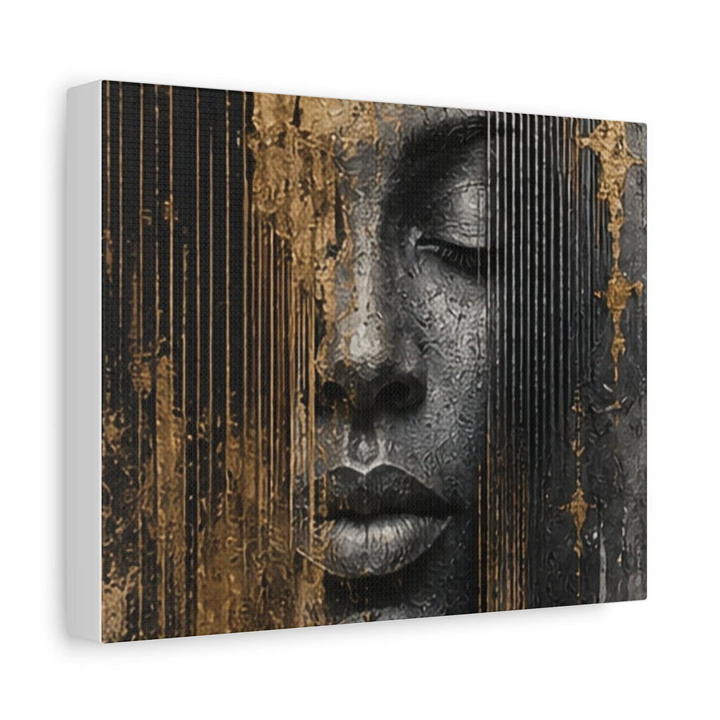 BEHIND THE VEIL Abstract Face Canvas — Modern Portrait Wall Art