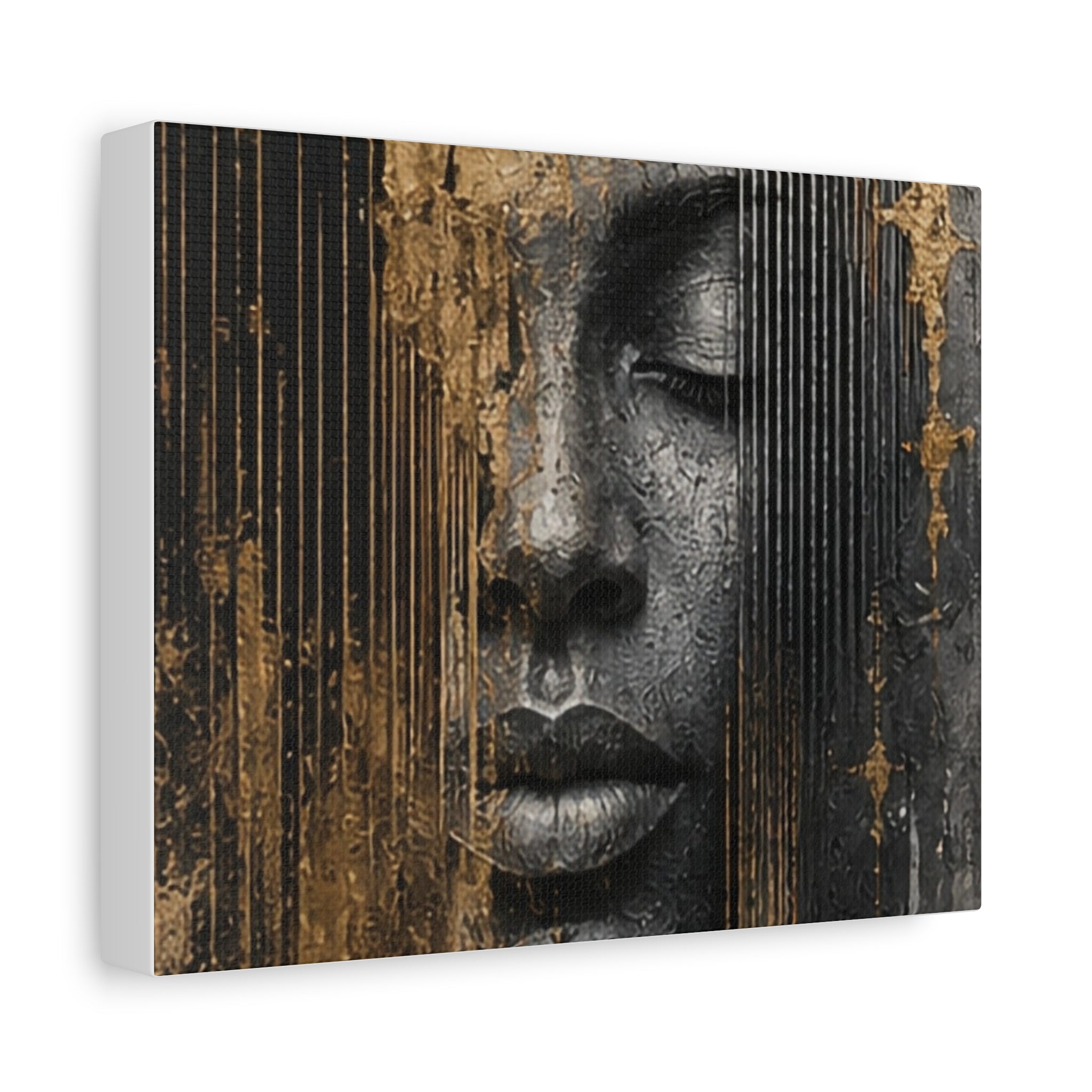 BEHIND THE VEIL Abstract Face Canvas — Modern Portrait Wall Art
