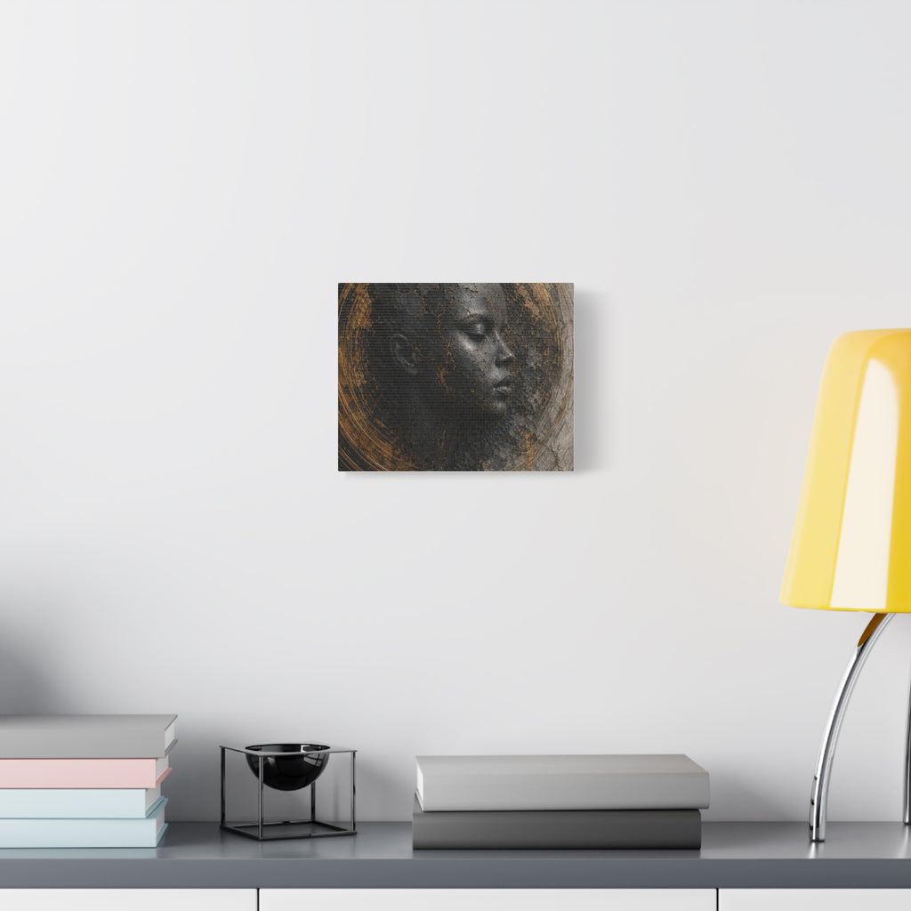 CRACKED BUT CROWNED Matte Canvas Wall Art — Gold Halo Portrait, Stretched 1.25"