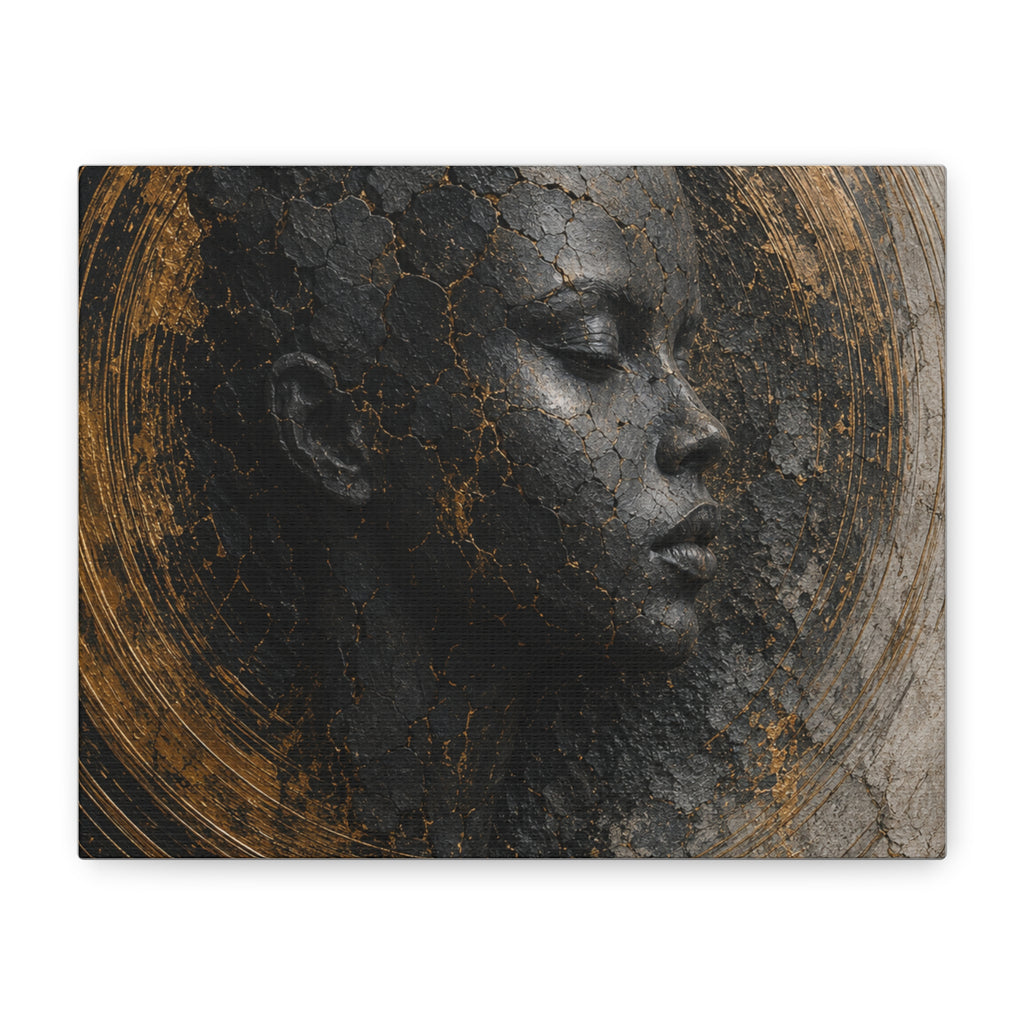 CRACKED BUT CROWNED Matte Canvas Wall Art — Gold Halo Portrait, Stretched 1.25"