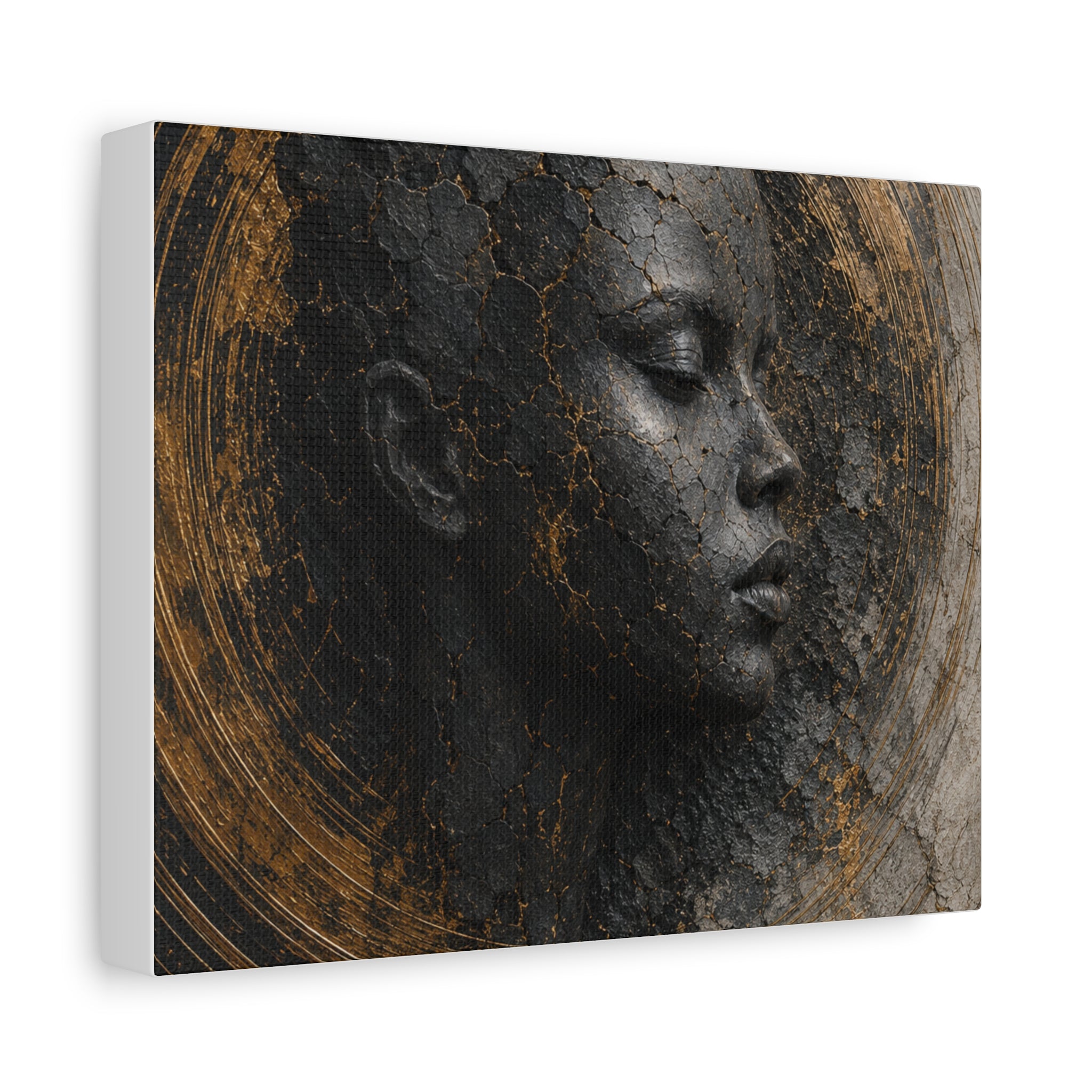 CRACKED BUT CROWNED Matte Canvas Wall Art — Gold Halo Portrait, Stretched 1.25"