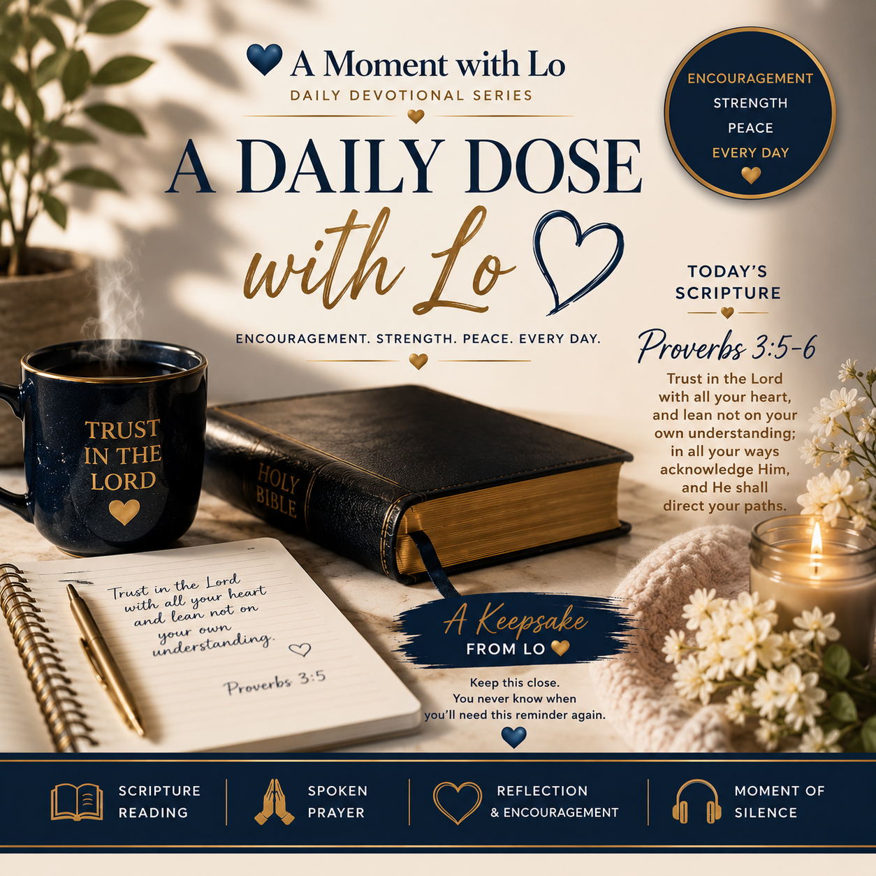 💙 A Daily Dose with Lo – Proverbs 3:5–6 | Spoken Prayer, Scripture & Keepsake